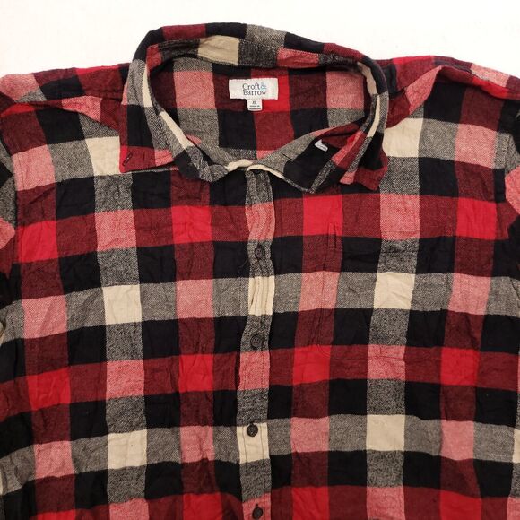 Croft & Barrow Tartan Flannel Casual Button Up Shirt Mens Size XL Red Black - Picture 1 of 9